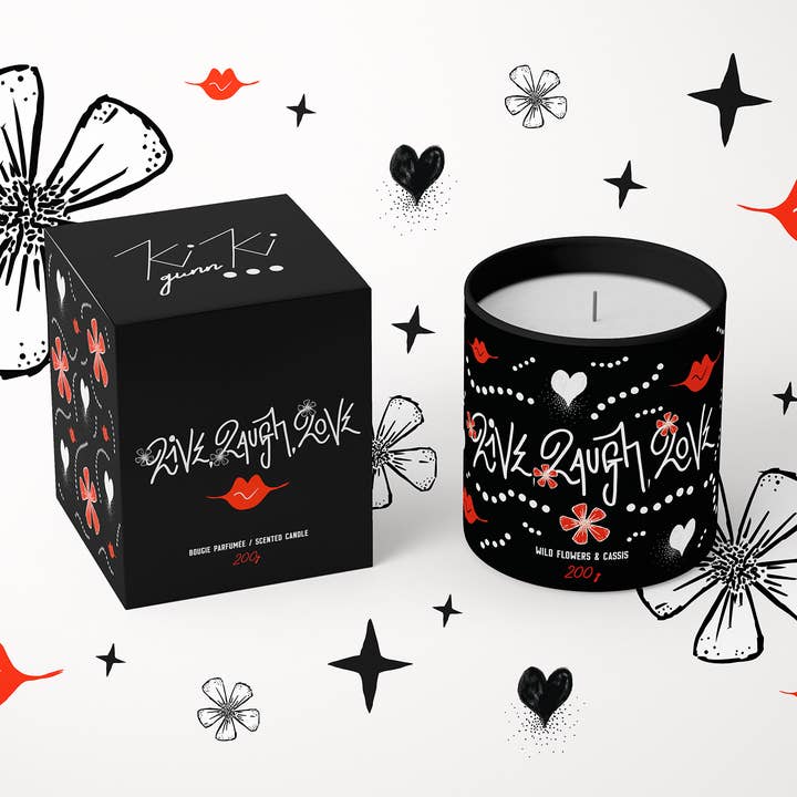 VIVE, RÍE, AMA: Vela perfumada de cera de soja natural. para venta al por mayor de Kiki Gunn