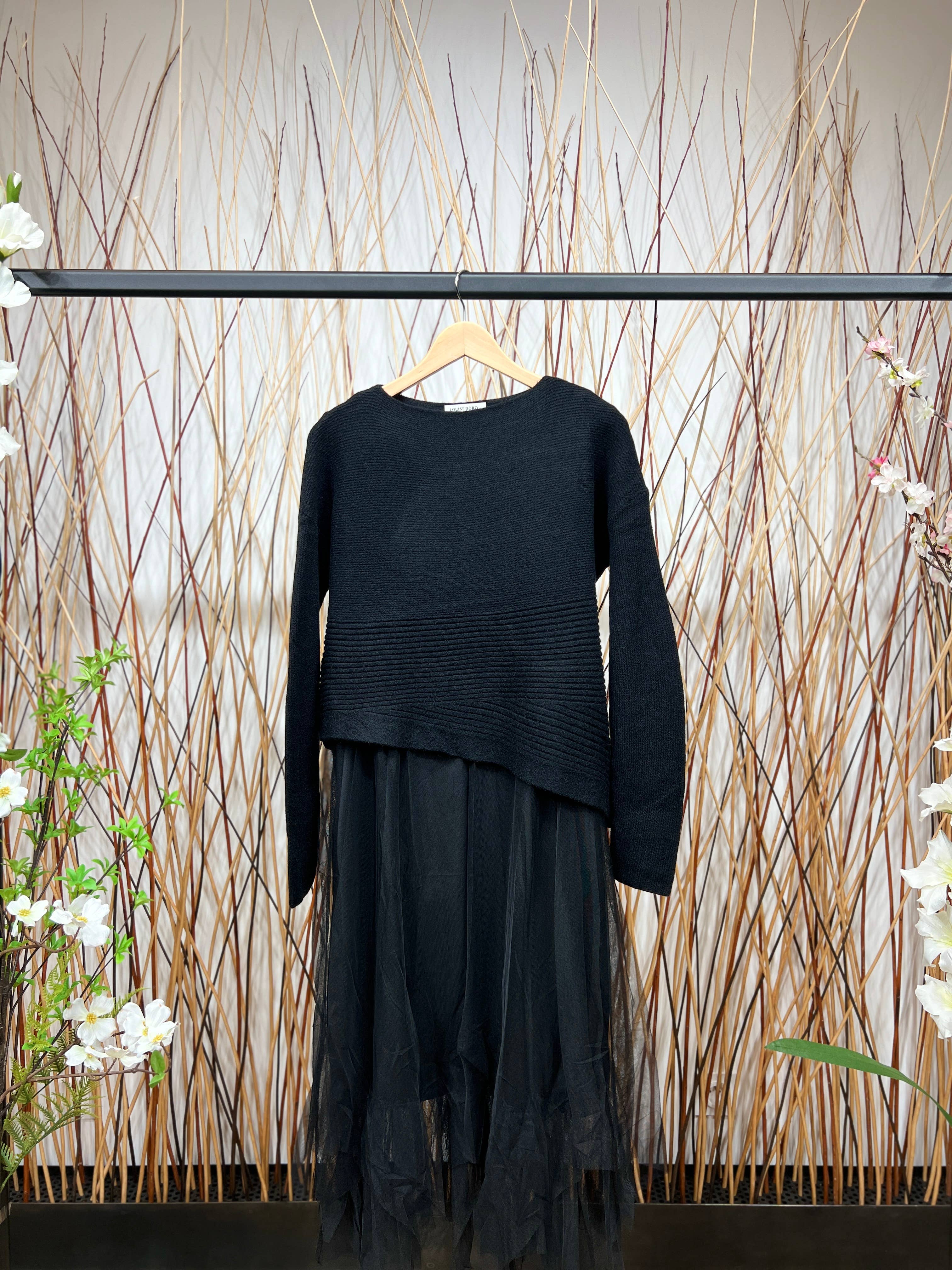 L'Emotion – wholesale Dress – Women's – Striped Textured Sweater Set & Tulle Dress5