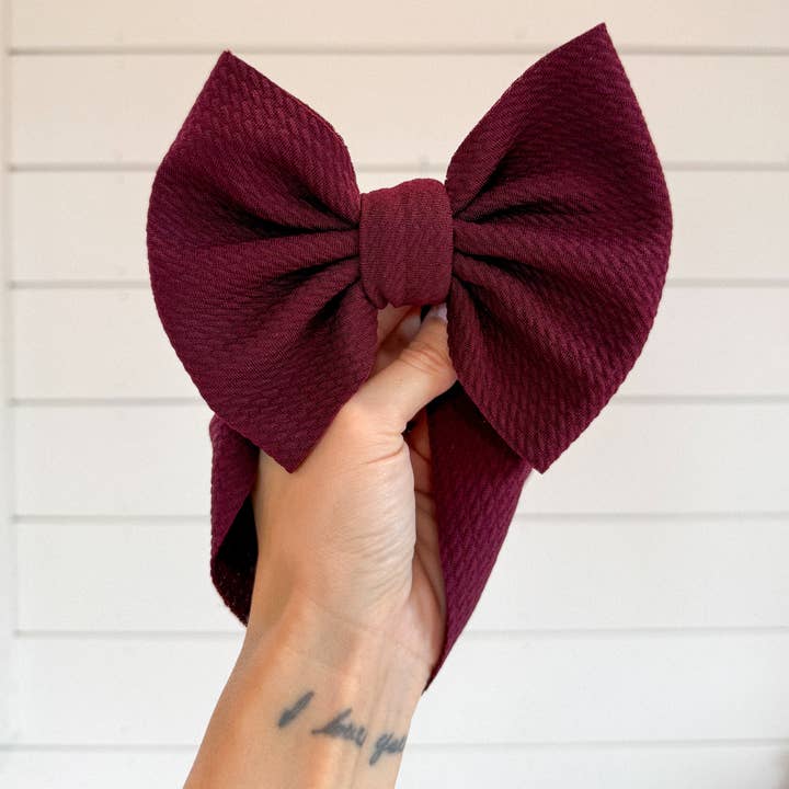 The Fancy Nestling - Wholesale Fashion Headband - Baby - Maroon Bullet Bow + Headwrap 0