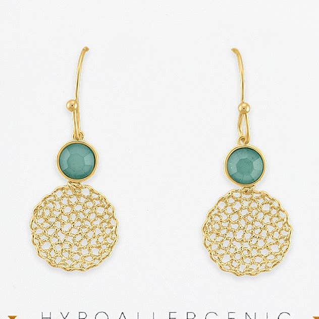 Layers Earrings: Gold Pacific Opal Mesh Dangle Earrings for wholesale by Center Court
