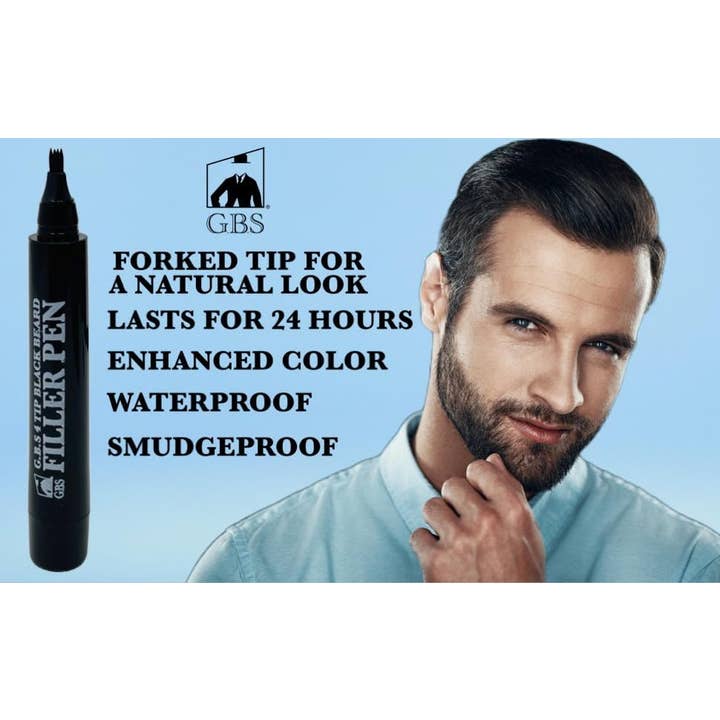 GENTS FINE GROOMING PRODUCTS – Engroshandel Skægstyling – Beard Filler Pen 4 Tip + Skægbørste (Sort eller Brun)