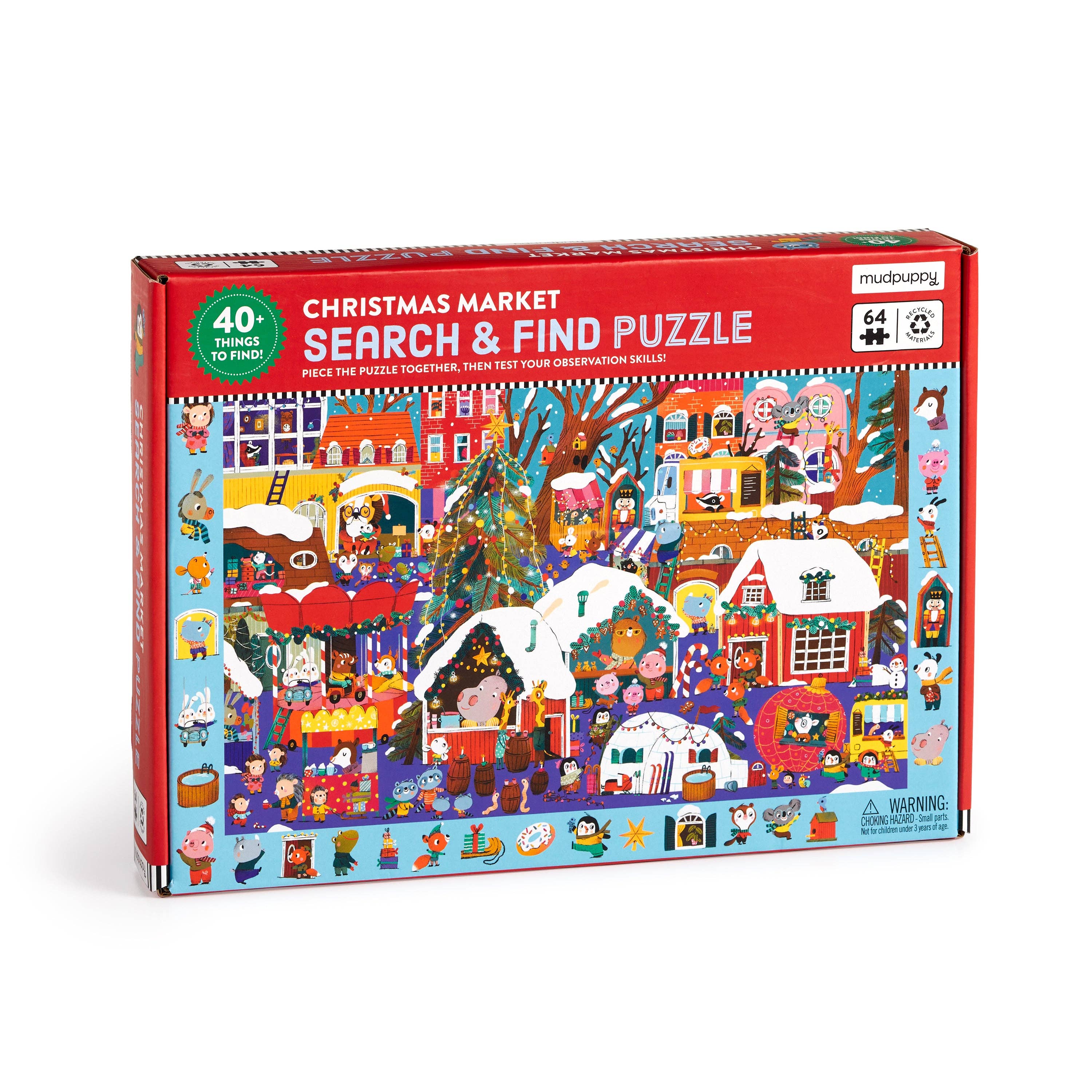 Chronicle Books - Wholesale Puzzle - Kids - Christmas Market 64 Piece Search & Find Puzzle