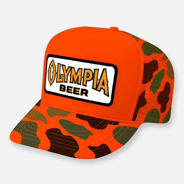 Webig Moto Company - Wholesale Trucker Hat - Unisex - OLYMPIA BEER CURVED BILL PATCH HAT1