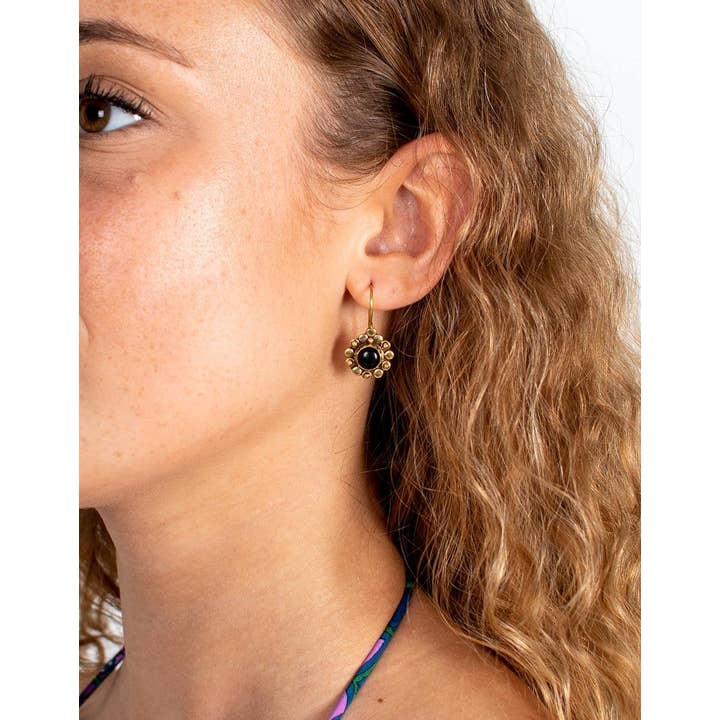 Kimago Look - Wholesale Dangle Earrings - Floral earrings with handcrafted stone | Kimago