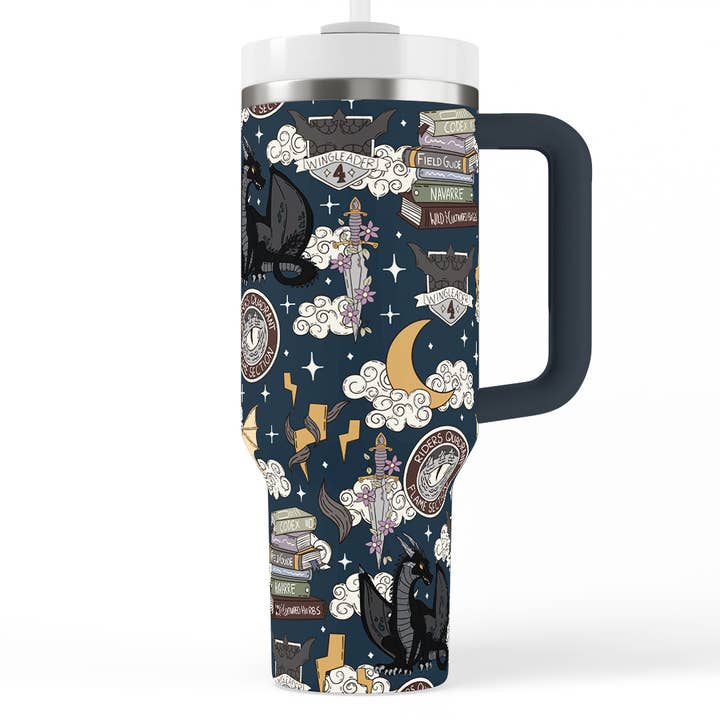 Fourth Wing 40 oz Insulated Handle Tumbler for wholesale by June Apothicarie