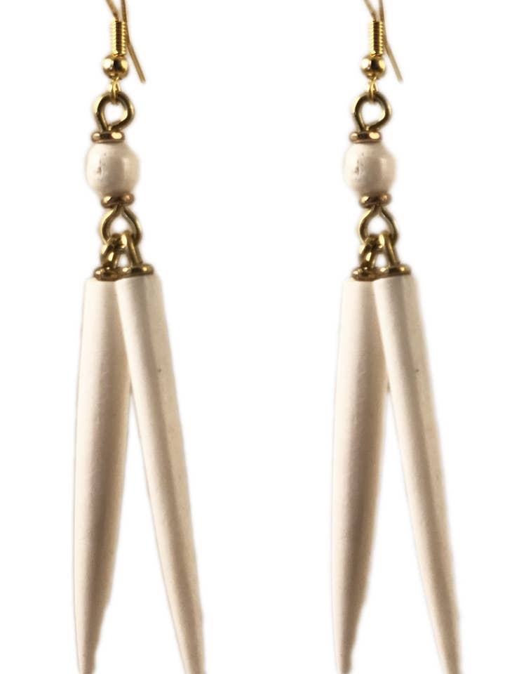 Long Ivory Color Dangling Earrings for wholesale by Maisha