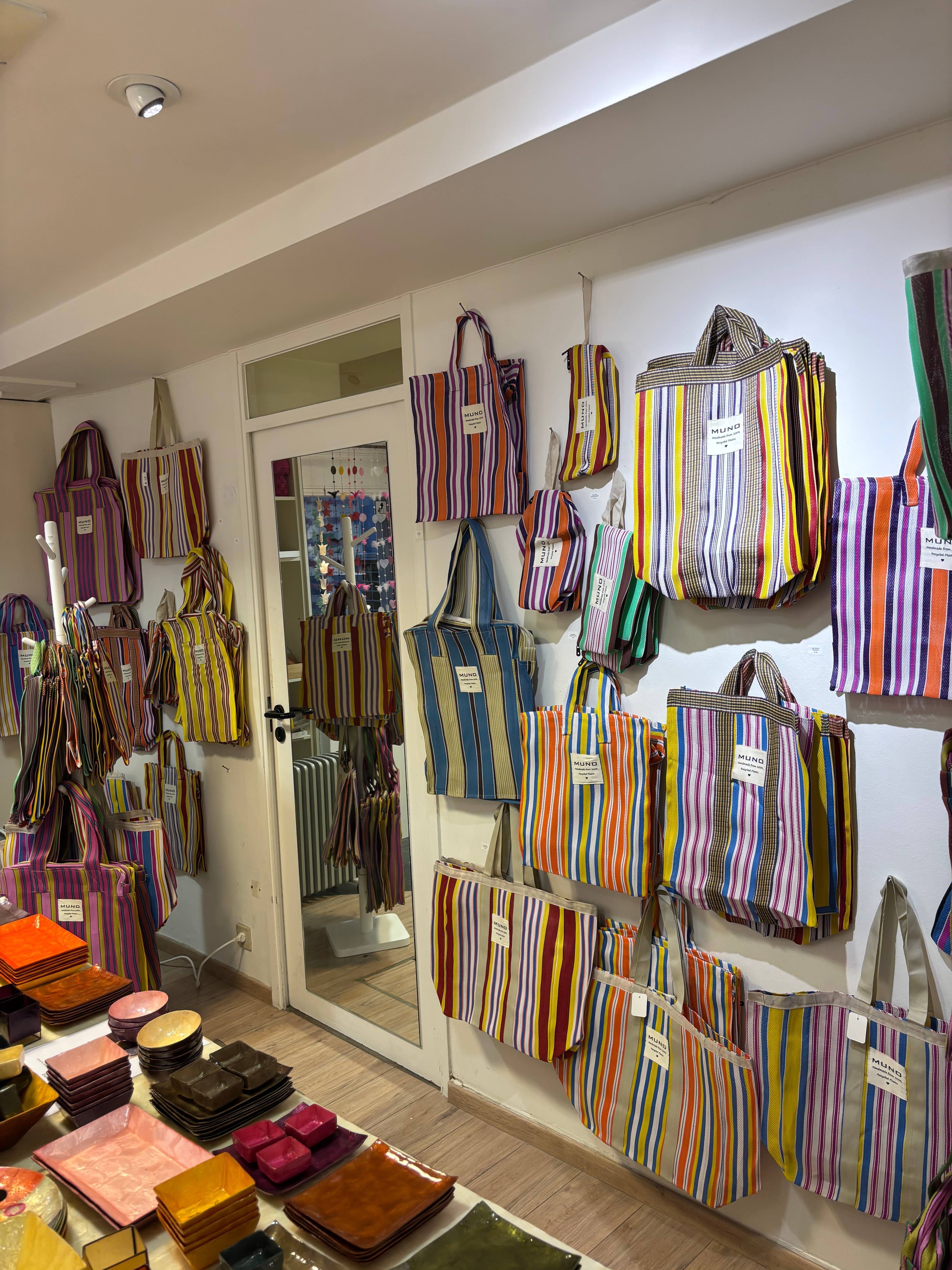 Muno - Wholesale Grocery/Shopping Bag - Handmade Recycled Nylon Shopping Bag - Green & Brown 6