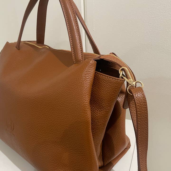 AMMA JO - Wholesale Satchel - Women's - Dorinda Bag - Italian Leather Carryall Satchel (Camel Brown)7