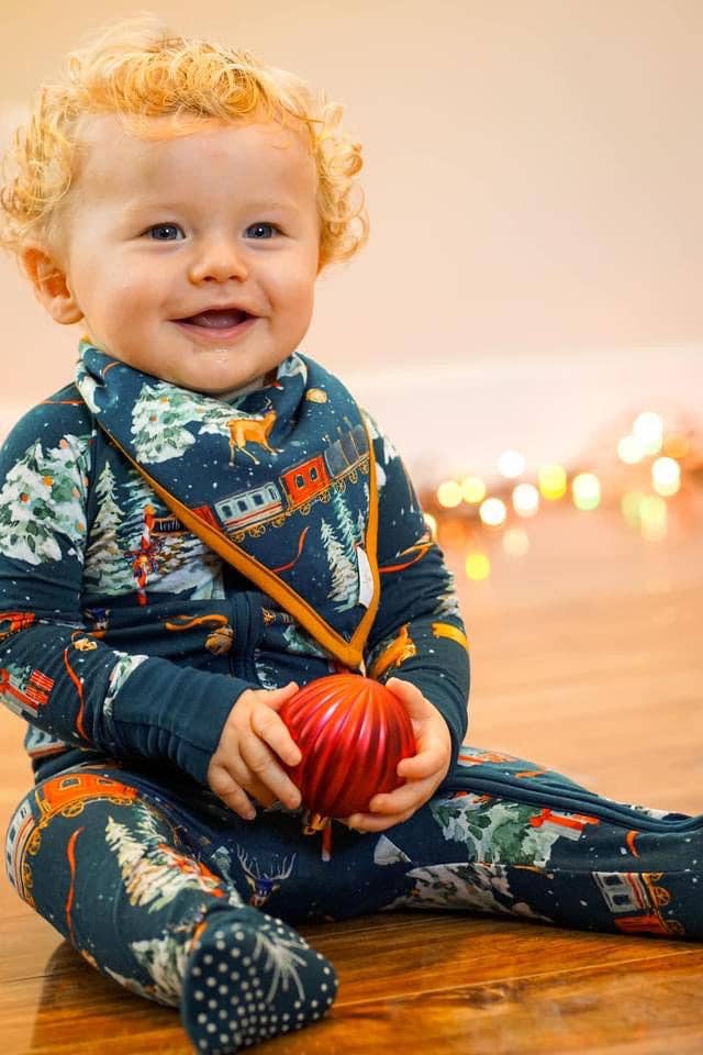 Riley & Rett - Wholesale Jumpsuit - Baby - North Pole Express Convertible Zippee - Restock0