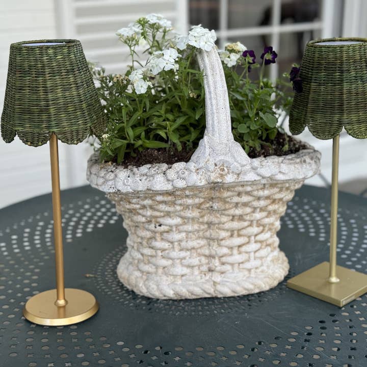Maison Maison Design - Wholesale Lampshade - Small Seagrass Shade Cover (Scalloped in Bancha Green)2