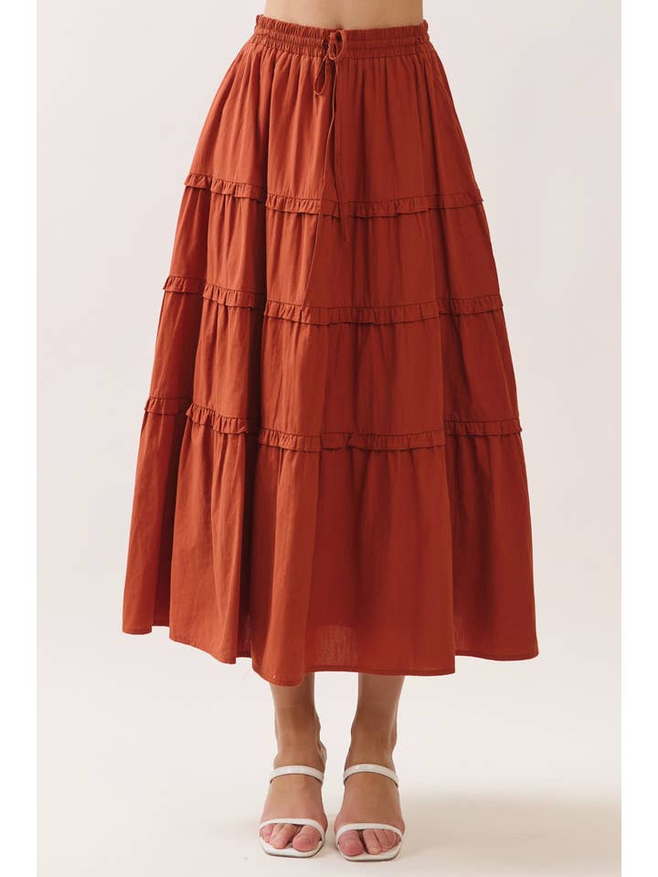 JUPE LONGUE À VOLANTS FRONCÉS À ÉTAGES - VS6270B pour la vente par Calista