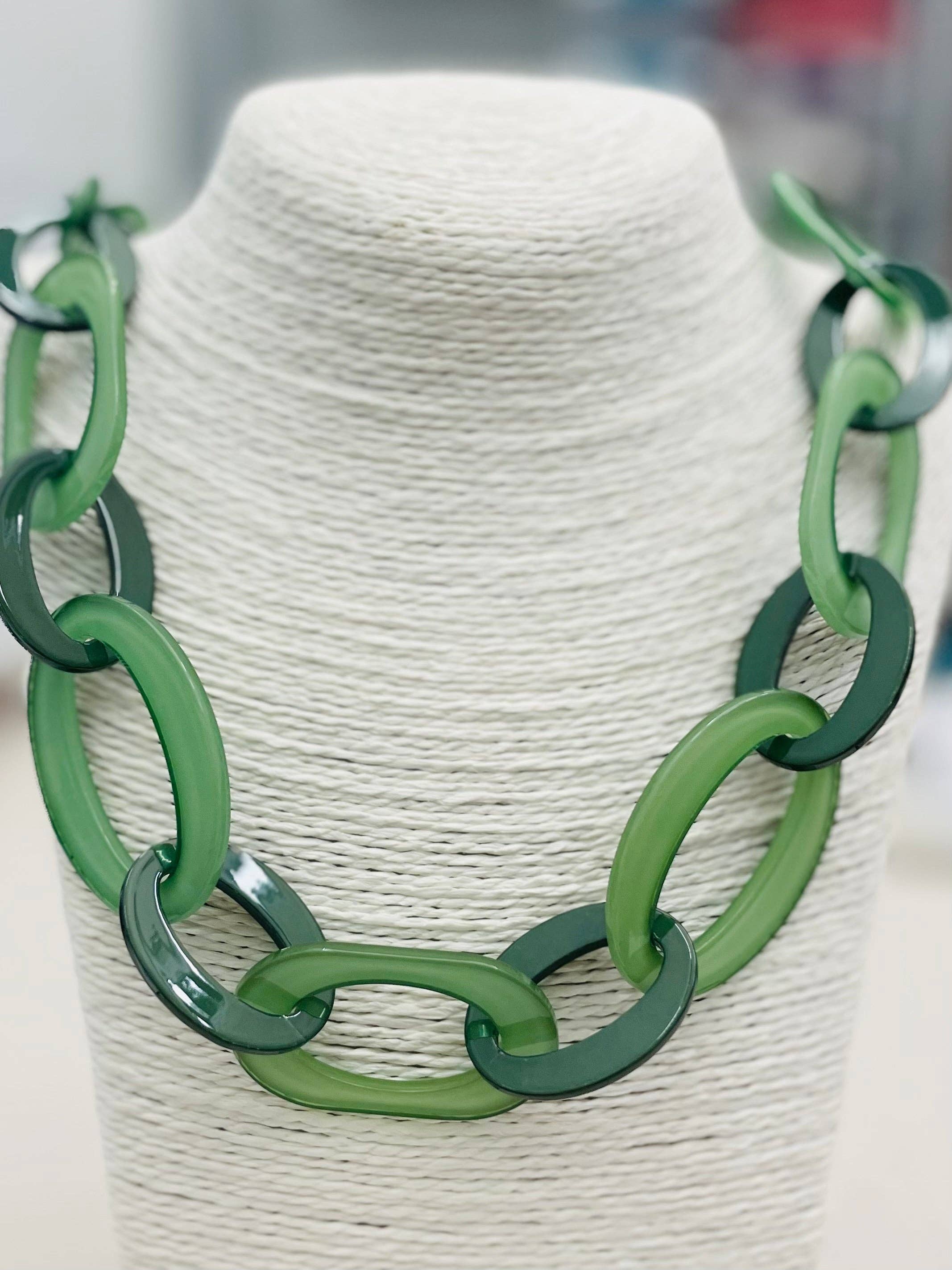 TWO FORTY TWO - Wholesale Link & Chain Necklace - CHIC - Long Looped Necklace (green) NK5443