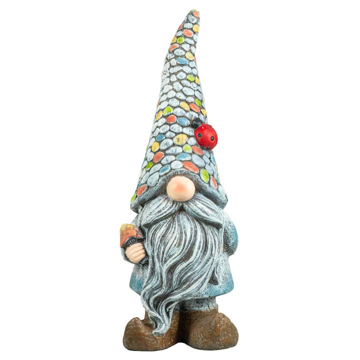 Gnome de jardin avec chapeau en pierre de rivière pour la vente par Hanna's Handiworks