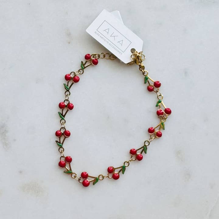 Cherry Chain Bracelet for wholesale by Alexandra Kathlyn Accessories
