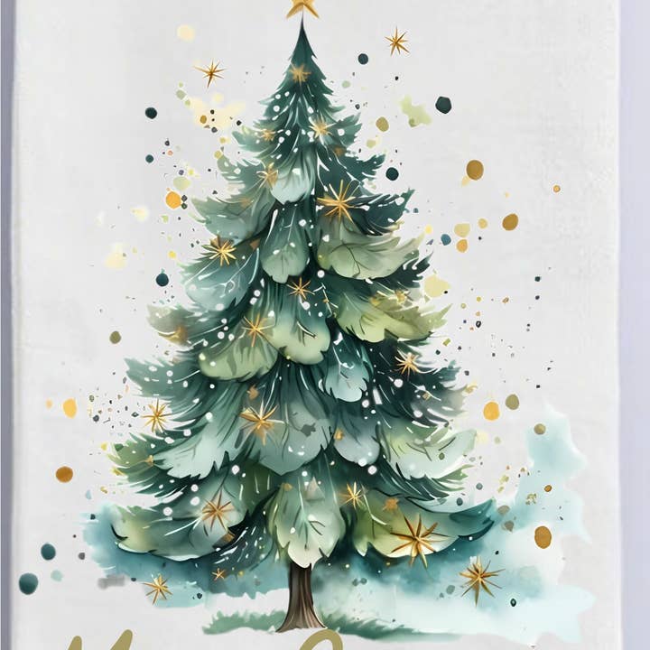 Torchon Élégant de Noël avec Arbre de Noël pour la vente par Cottage & Club