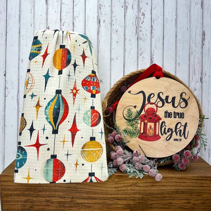 Driftless Studios - Wholesale Tea Towel - Holiday Ornaments - Christmas Decor Waffle Tea Towels1