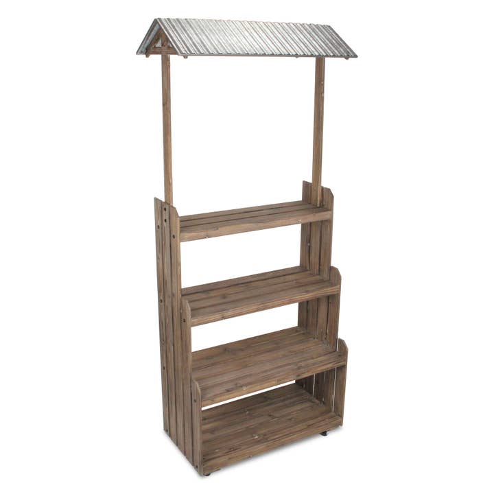Adeline 4 Tier Display Stand with Galvanized Roof for wholesale by Cheungs Home Decor