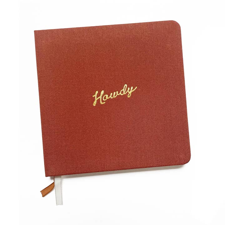 Howdy Foil Embossed Square Linen Notebook | Western Journal for wholesale by Studio Portmanteau