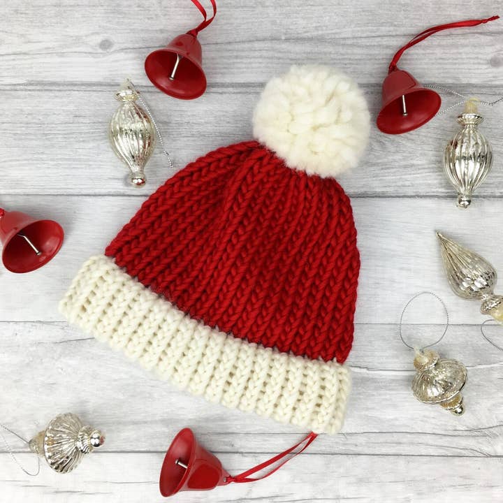 Knitted santa hat - festive Christmas hat for wholesale by The Dorothy Days