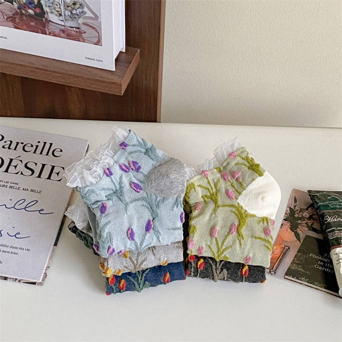 Funkyrel® Atzbranding Limited – wholesale Strumpor - Dam – Rufia - Tulpan Spetskant Ankelstrumpor6