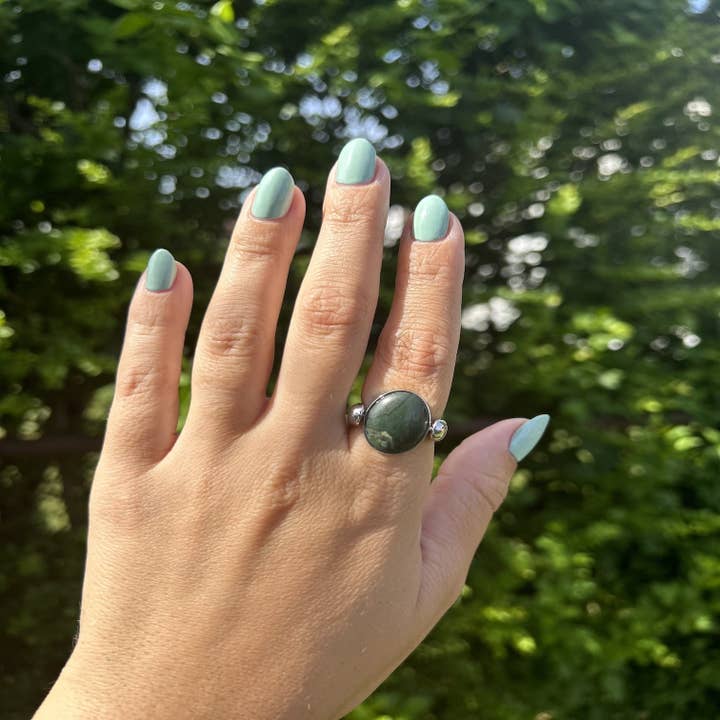 CONQUERing - Wholesale Cocktail/Statement Ring - African Jade Oval Crystal Element