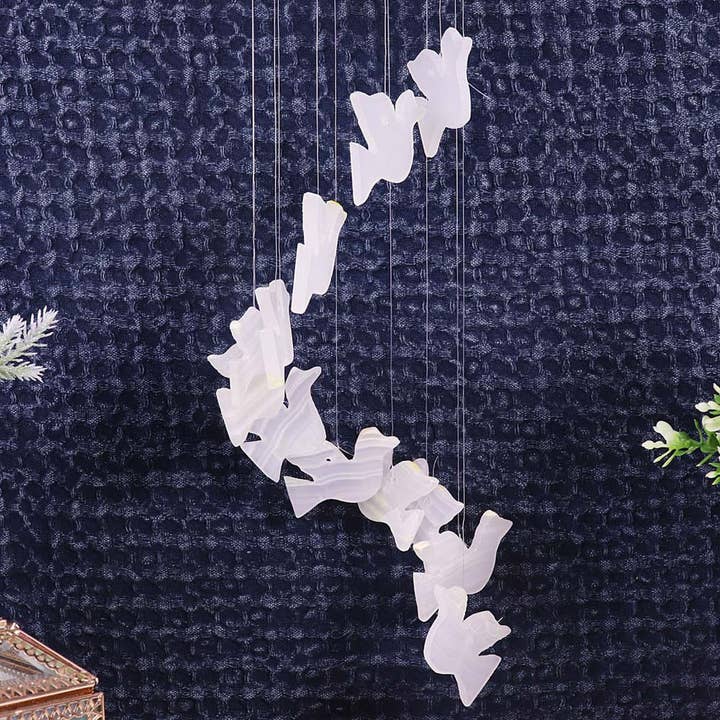 Natures Artifacts Inc - Venta al por mayor Campanas de viento - Carillón de viento - Paloma de ónix blanco | Campanillas de viento de piedras preciosas para decoración1