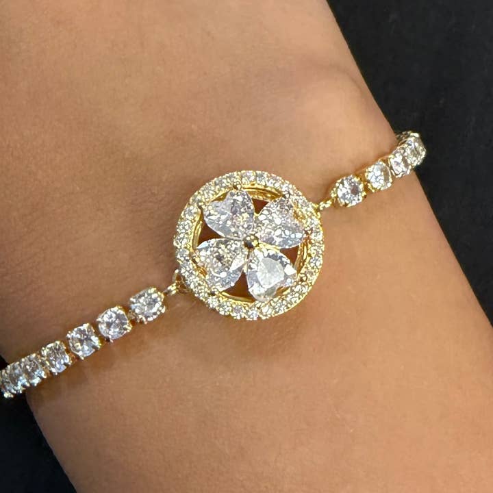 Rotating Spinner Halo Crystal Bracelet – Tennis Style for wholesale by Loli