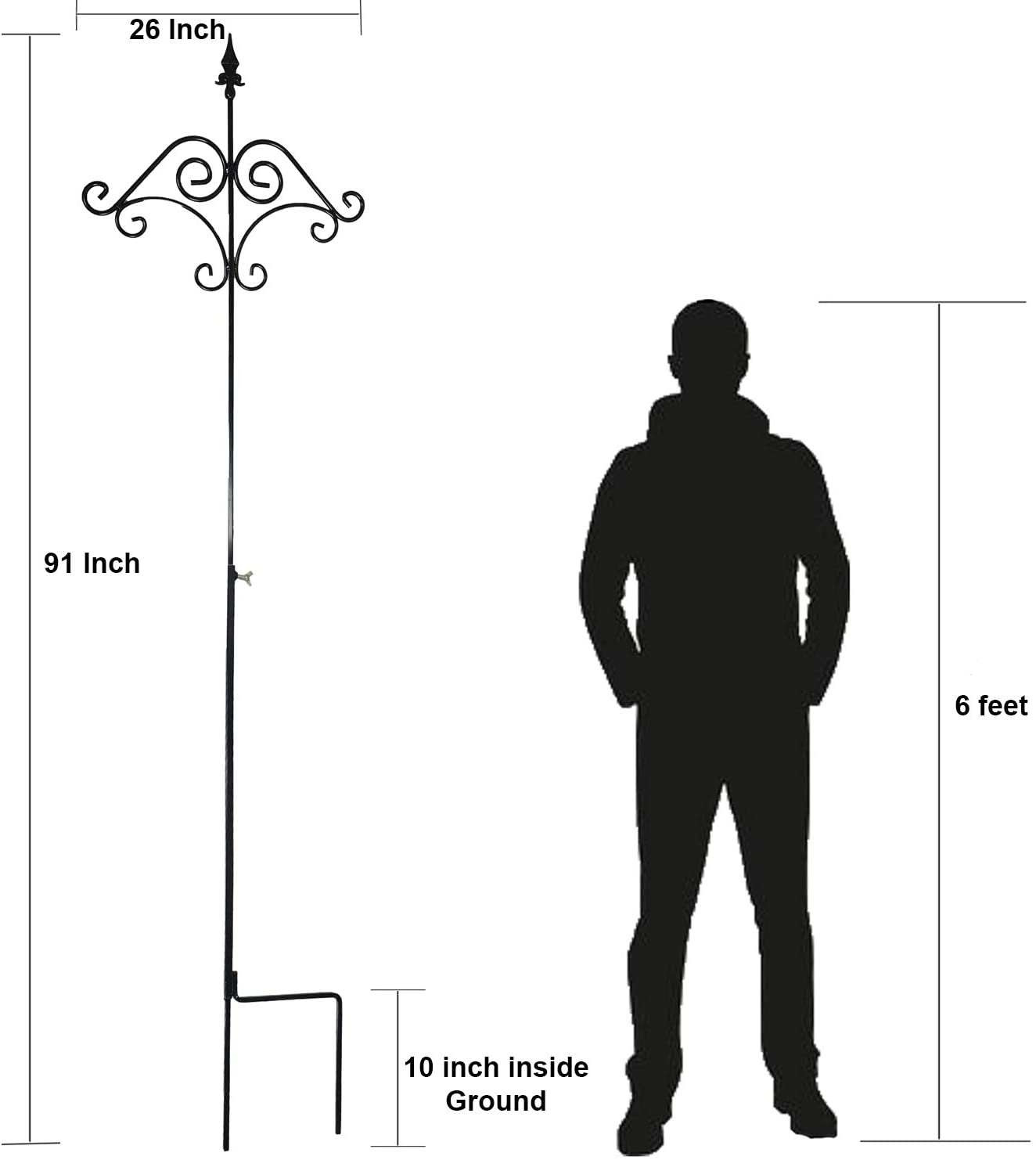 Ashman Online - Wholesale Outdoor Ornament/Decor - Ashman 91 Inch Adjustable Shepherds Hook With Floral Design3