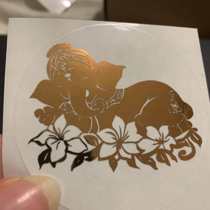 Spirit of Lemuria – wholesale Sticker – Ganesh Resting Foiled Sacred Geometry Sticker2