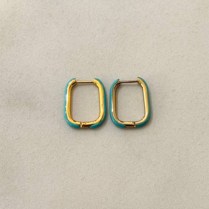 Cassette Barcelona - Wholesale Hoop Earrings - Colorful Rectangular Stainless Steel Earrings5