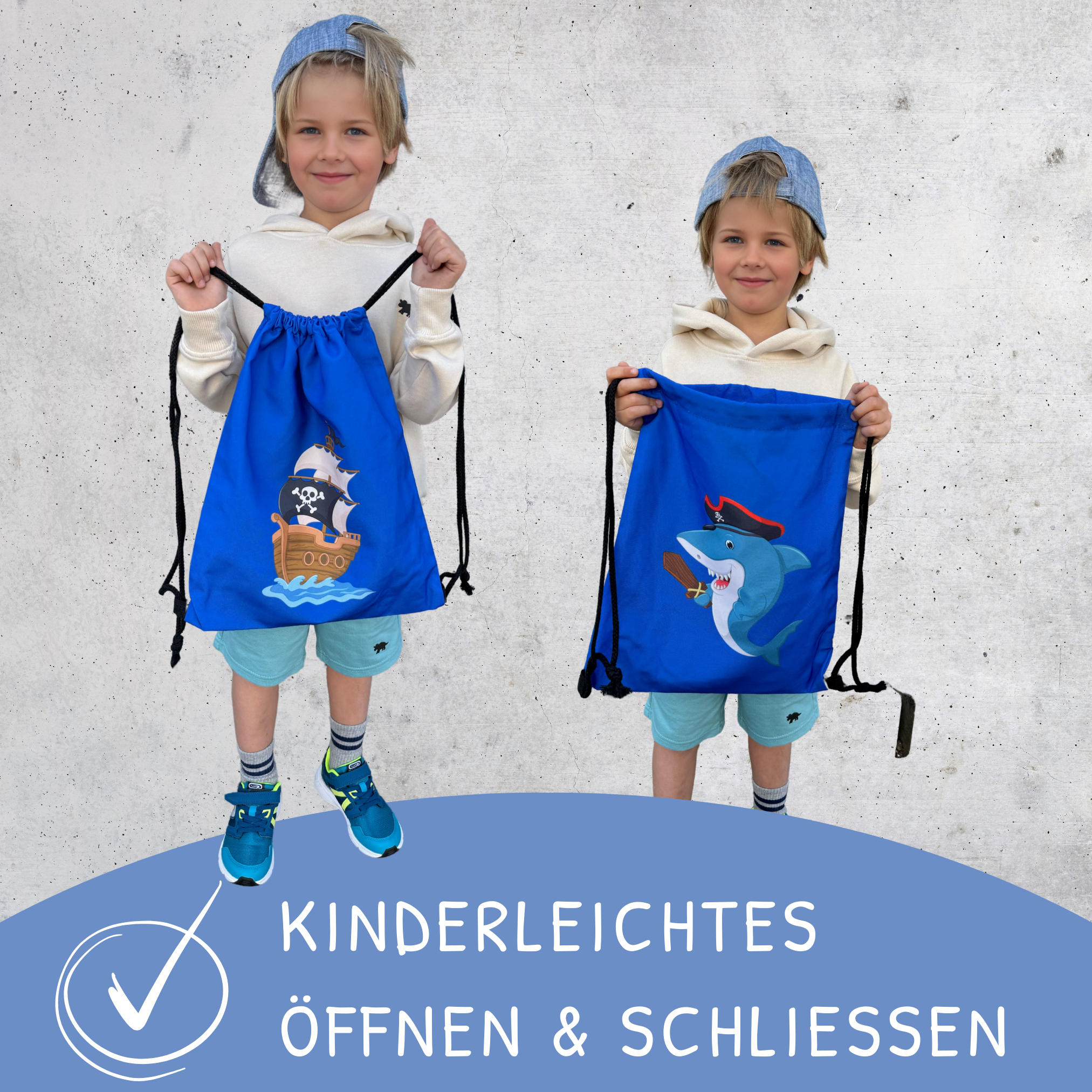 HECKBO - Wholesale Drawstring Bag - Kids - Children's gym bag pirate shark3