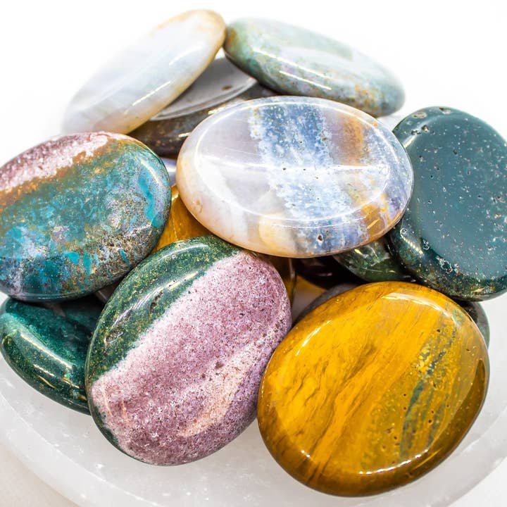 Quasar Gems USA - Wholesale Spiritual Stone/Crystal - Ocean Jasper Worry Stones