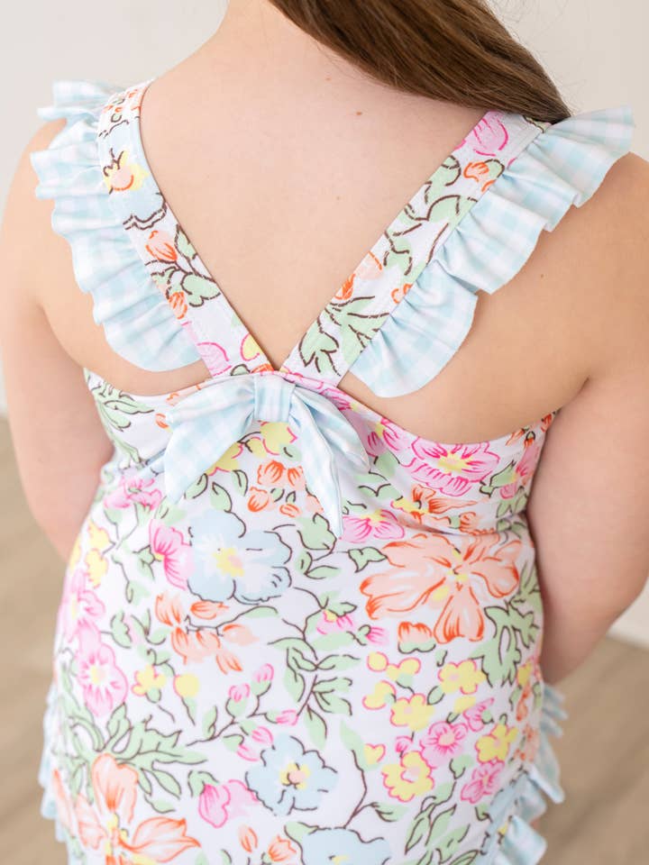 Marie Nicole Clothing - Wholesale One Piece Swimsuit - Kids - Ruffle Swimsuit - Wildflower Doodles2