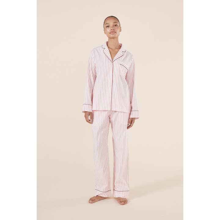 Cotton Stripe Pyjama Set - Octavia Burgundy and other Purchase Wholesale red velvet pjs. Free Returns & Net 60 Terms on Faire trending on Faire.