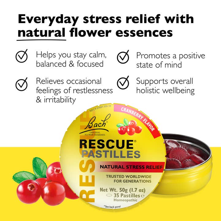 RESCUE & Bach Original Flower Remedies - Wholesale Lozenges/Cough Drops - Bach Rescue Pastilles Natural Stress Relief Lozenges 50g5