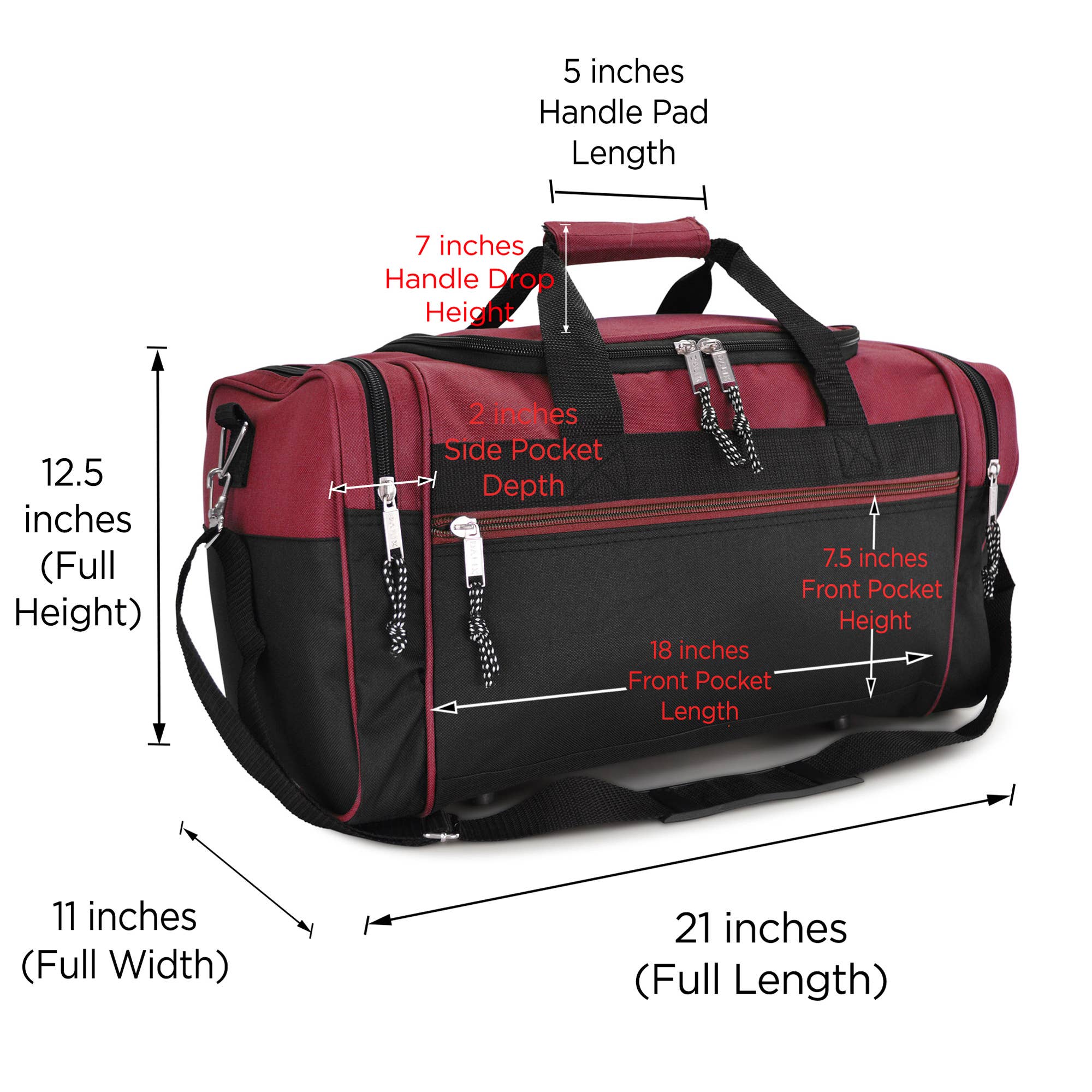 Dalix - Wholesale Weekender Bag - Unisex - DALIX 21" Blank Sports Duffle Bag Gym Bag Travel Duffel28