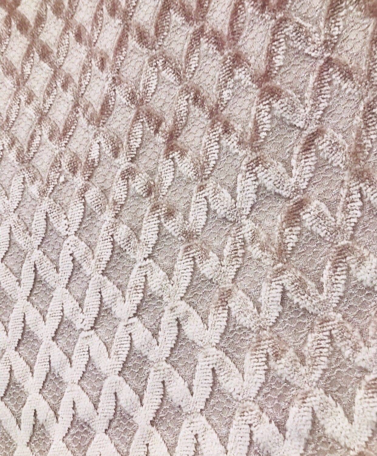 Fancy Styles Fabric - Wholesale Fabric - SWATCH- Made In Italy Designer Upholstery Burnout Chenille Velvet Fabric Pink2