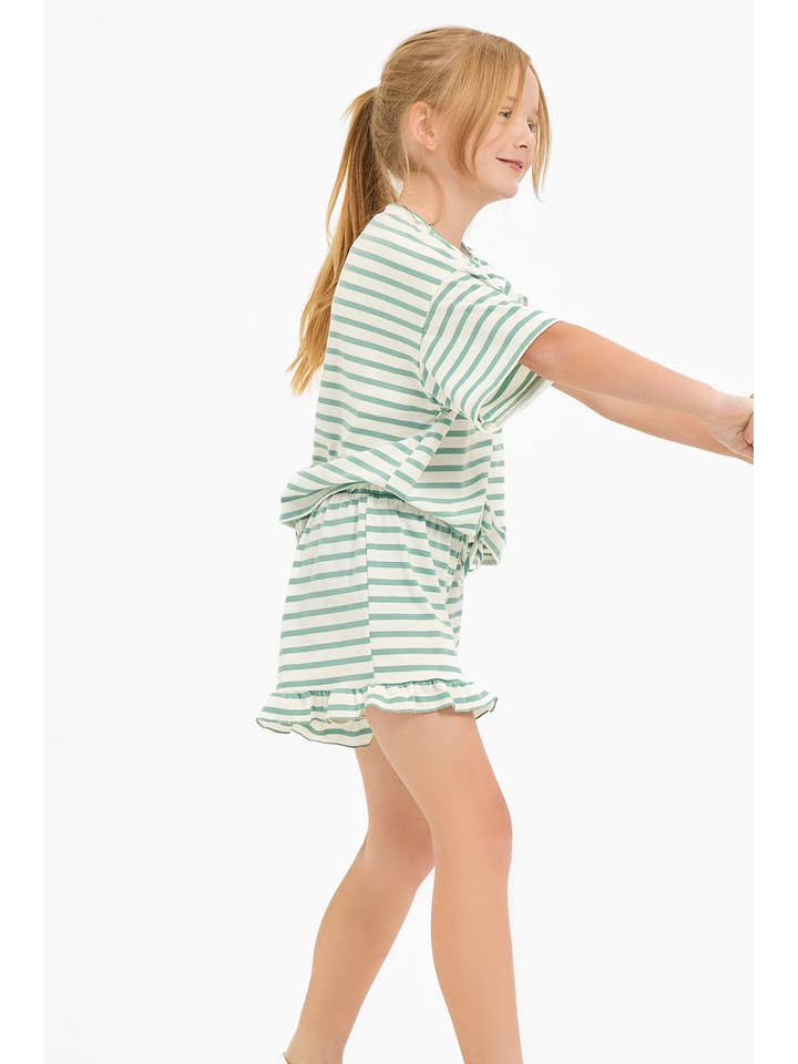 Good Girl - Vente Ensemble haut et short – enfant - Ensemble crop top à rayures et short à volants2