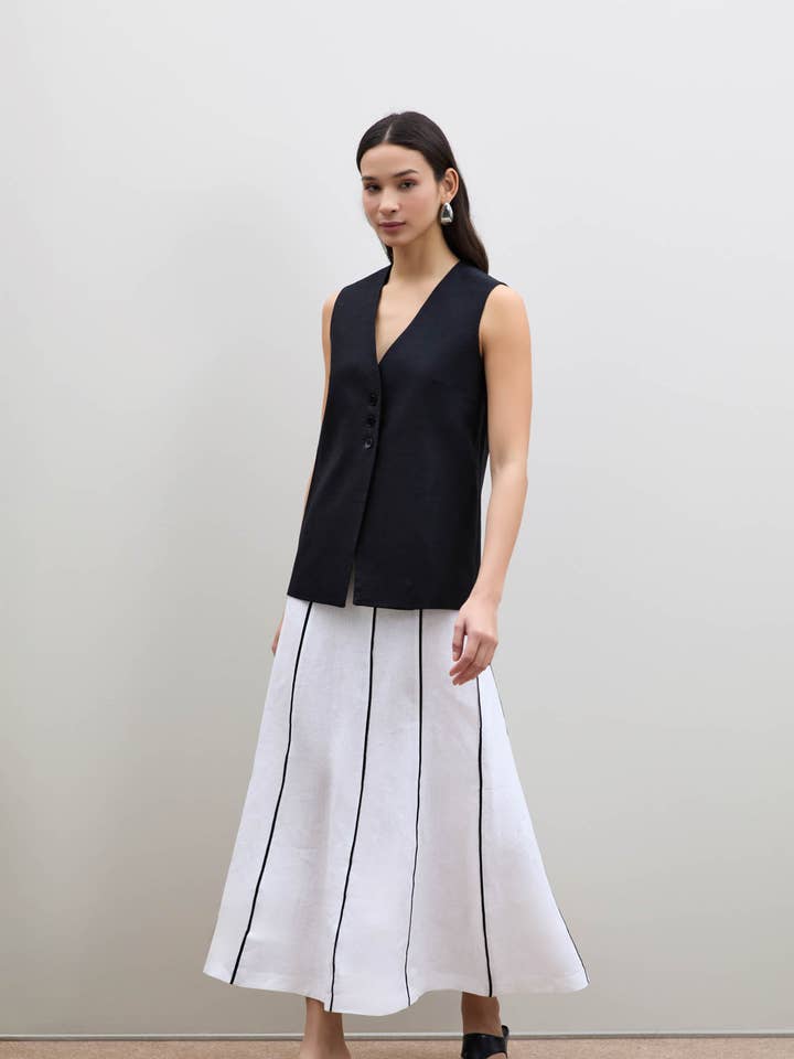 Chaleco de lino 100% con detalle de botones para venta al por mayor de Serianno