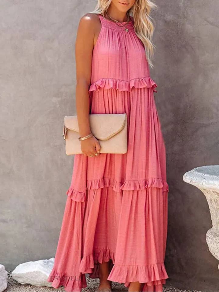 Serenity Collective - Wholesale Dress - Women's - Ruffled Sleeveless Maxi Dress7