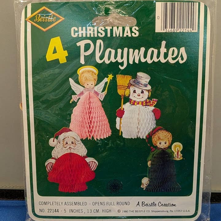 Adornos de paquete vintage de Navidad de Beistle 4 Asst - 1984 para venta al por mayor de Caufield's Novelty