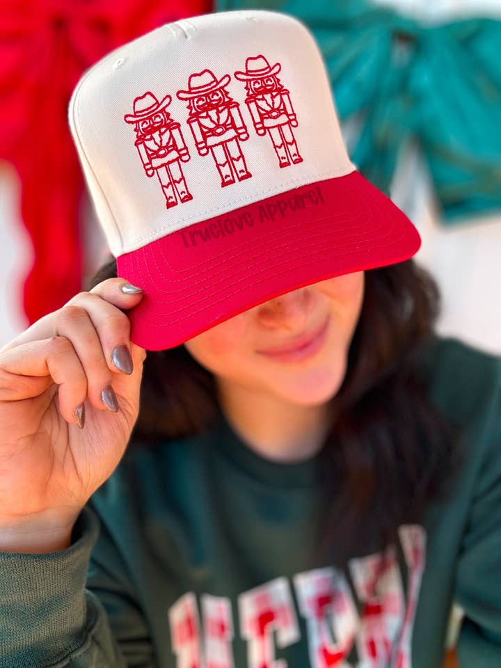 Cowboy Nutcracker Christmas Trucker Hat for wholesale by Truelove Apparel