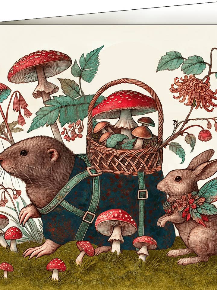 Cartão de Felicitações, Toupeira e Amigos na Época da Colheita por atacado de Thistle and Tale Press