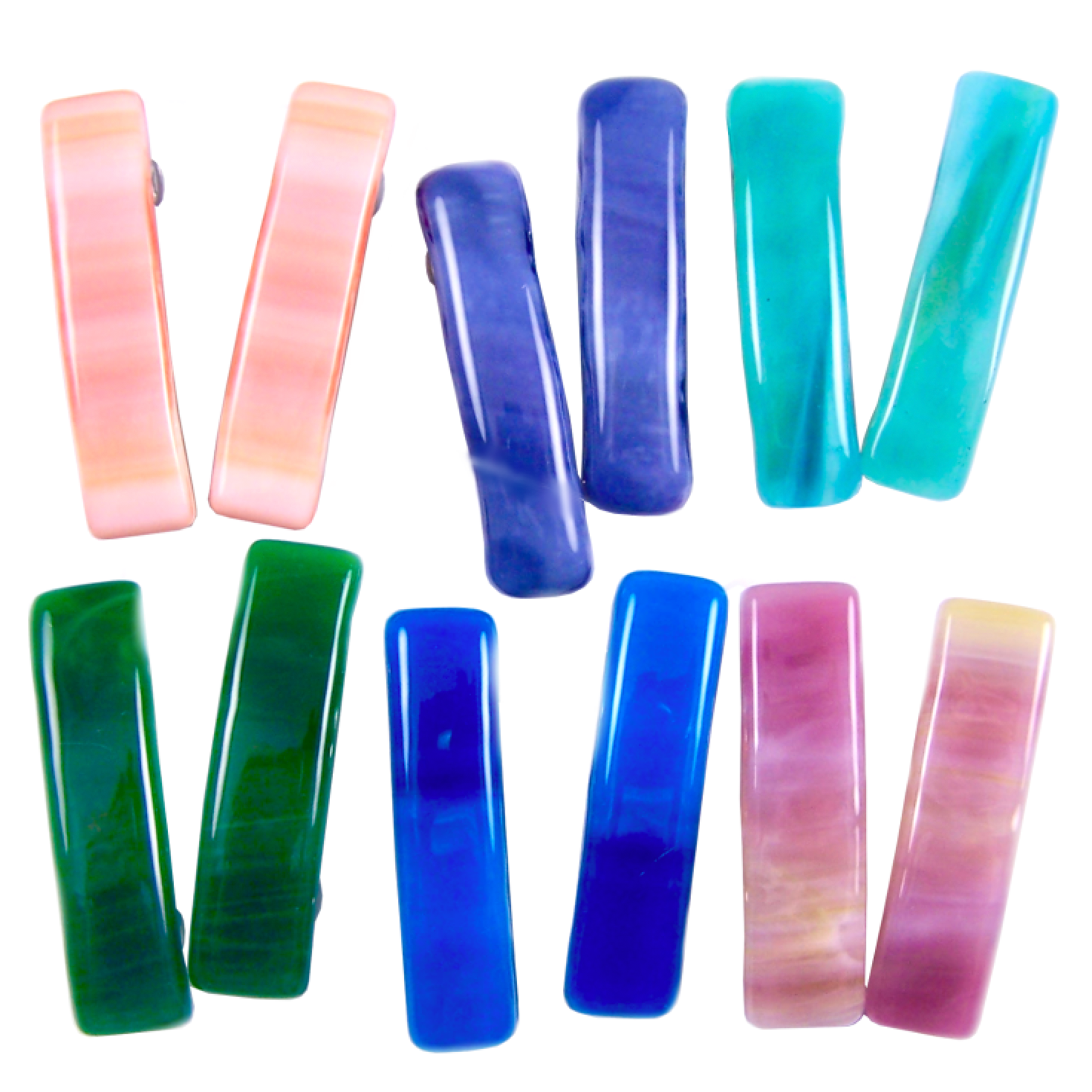 Glass Town USA - Wholesale Barrette - Kids - Children's Barrette Pairs Stained Glass Bright Swirls Small1