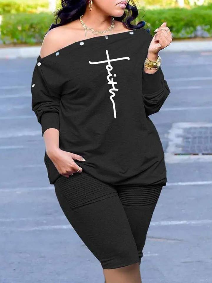 ensemble short froncé à une épaule et imprimé lettre pour la vente par Flarix