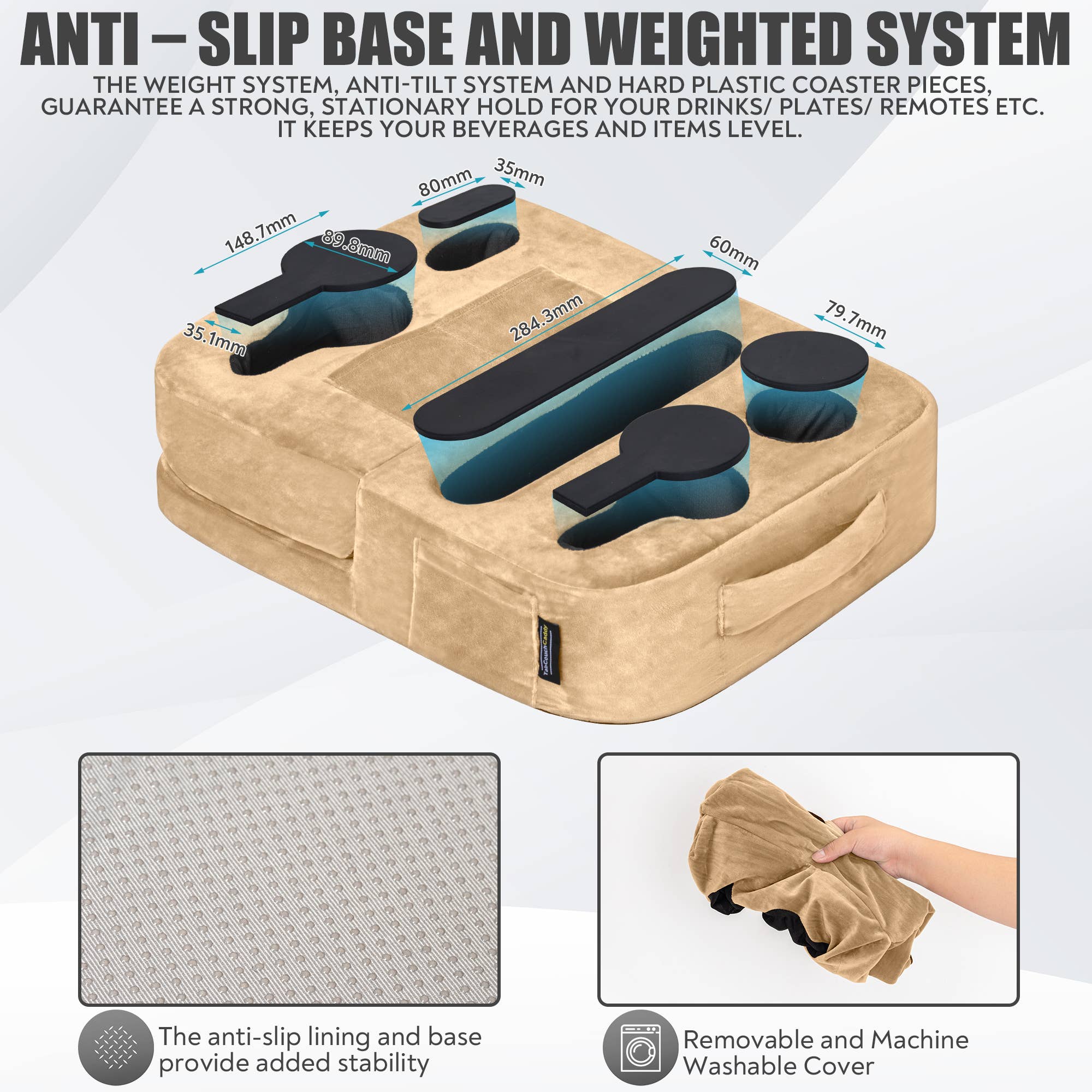 TabCouchCaddy - Wholesale Chair Cushion - The Ultimate Couch Companion (Beige)7