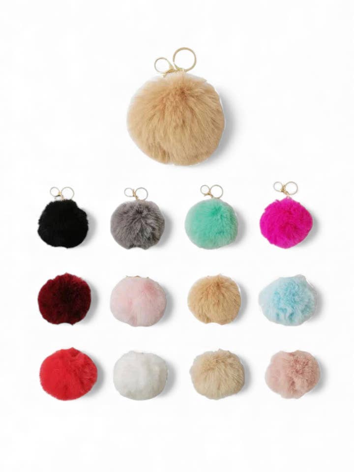 Mix Color Faux Fur Pom Key Chain Set for wholesale by Artini Accessories