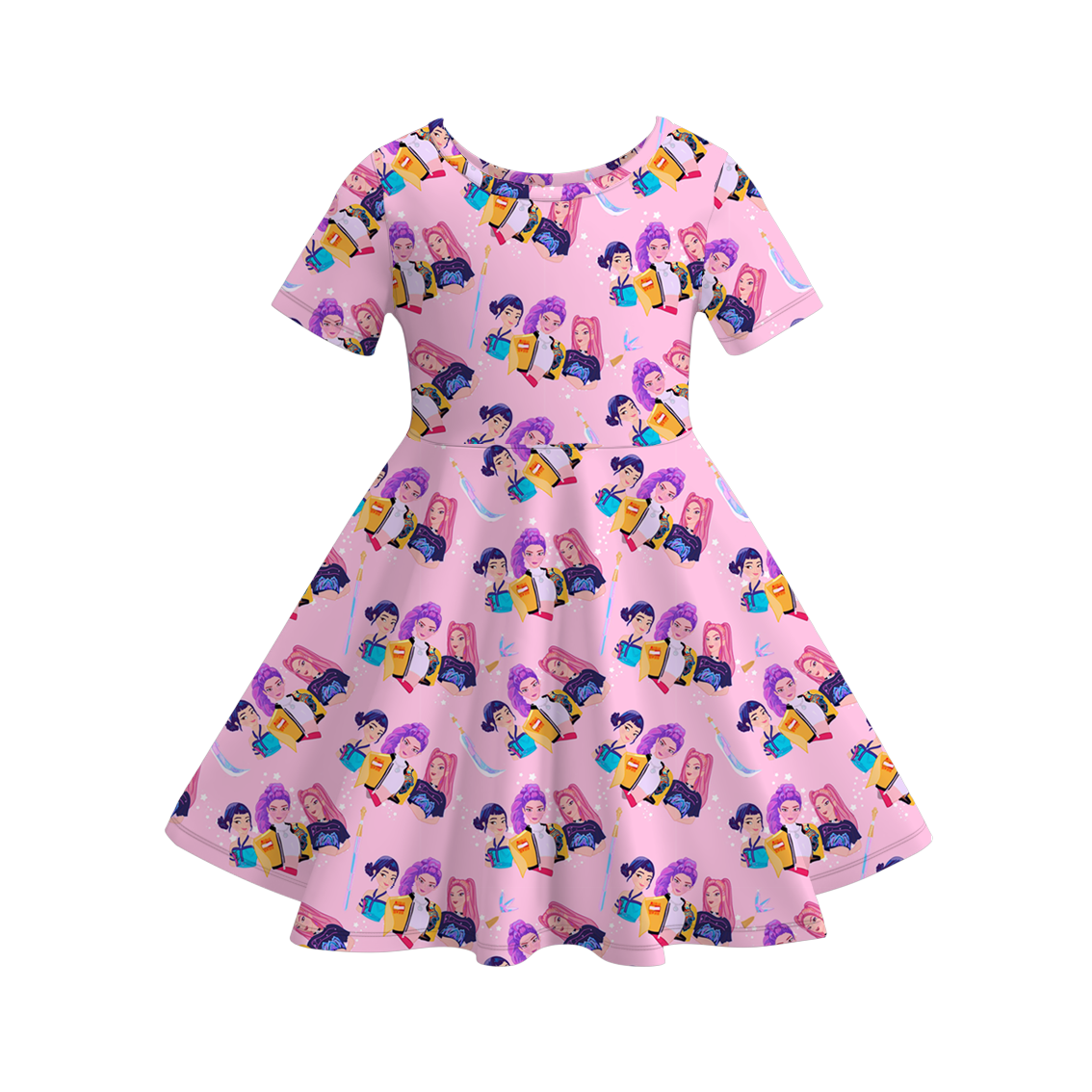 Auraquise - Wholesale Top & Pant Set - Kids - Girls "KPop Demon Hunters" Themed Fashion Pink Collection0