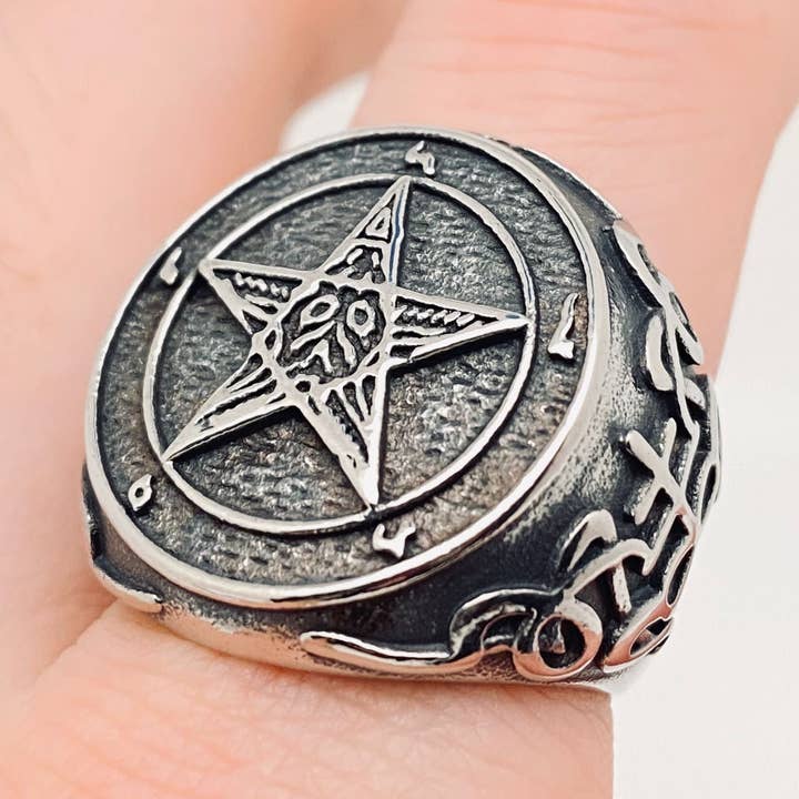Devil Satan Pentagram Stainless Steel Ring - MJ/MR for wholesale by Mio Queena