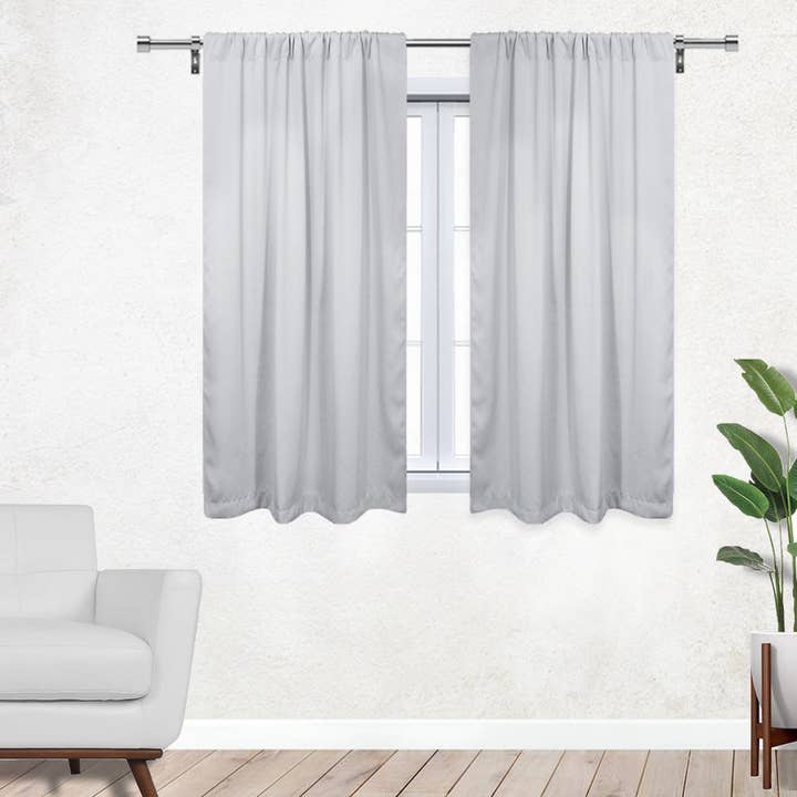 42 X 63 Inch Blackout Polyester Curtains with Rod Pocket Grayish White - 2 Panels for wholesale by YOUR CHAIR COVERS